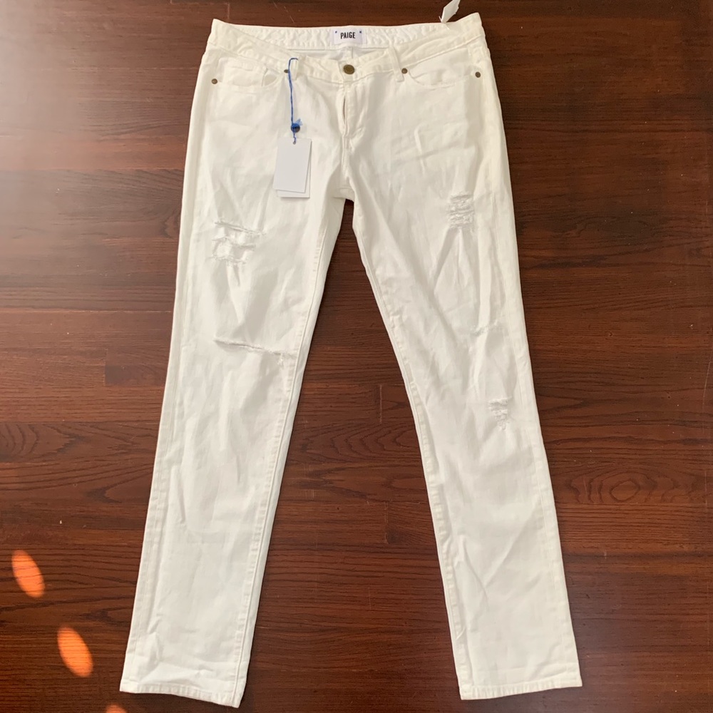 Paige Denim Off-White Distressed Jeans